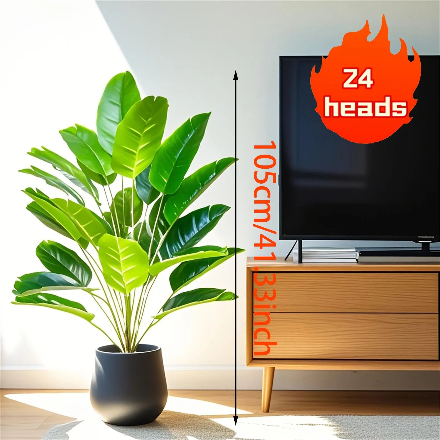 24 Leaves Extra Large Realistic Artificial Palm Plant - High-End Tropical Floor Decor for Indoor/Outdoor Use Plastic Wedding