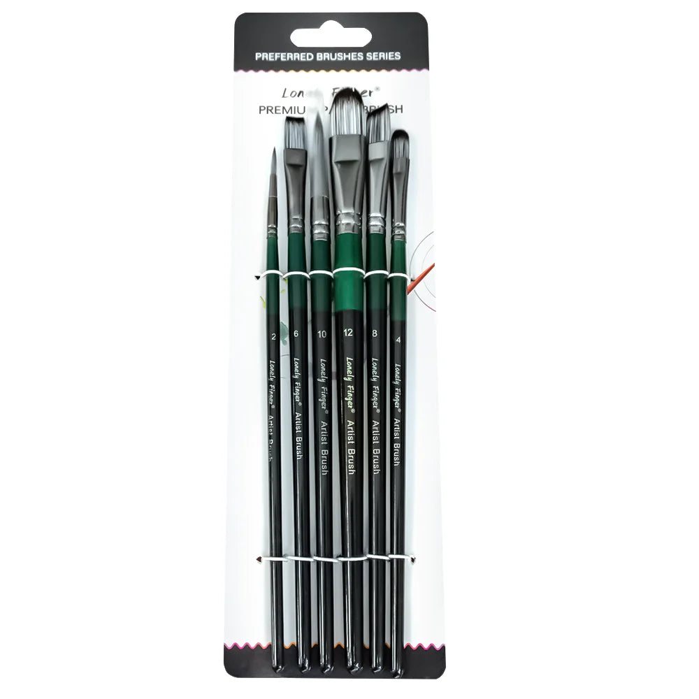 6/24 Paint Brushes for Acrylic Painting, Premium Nylon Bristles with Round, Filbert, Flat, Angle, Fine Detail Brush, Paint Brush