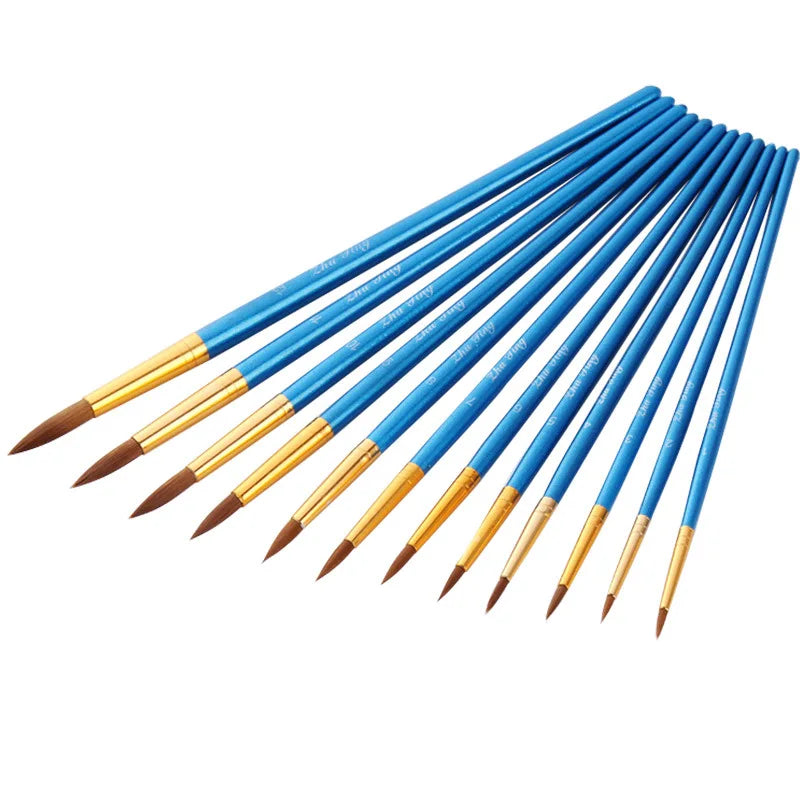 12/24/48pcs Paint Brushes Set Professional Paint Brush Round Pointed Tip Nylon Acrylic Brush For Acrylic Watercolor Oil Painting
