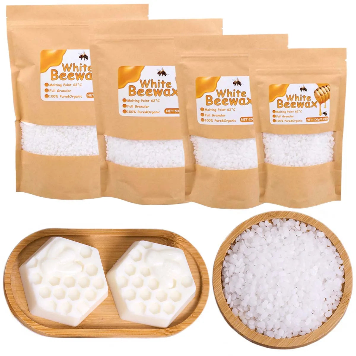 1000g White Beeswax DIY Candle Making Meterial Pure Natural Granular Bag Odorless Wax Particles Raw Materials Handicraft Supplie