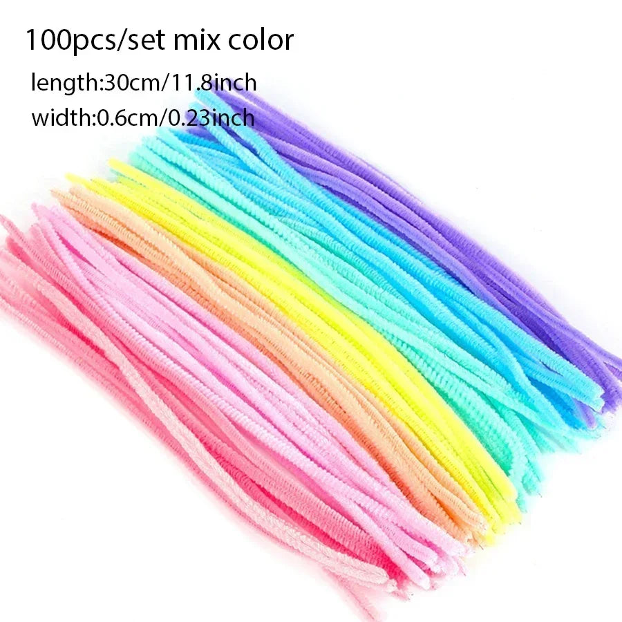 100pcs DIY Chenille Stems Toys Strips Twist Bar anvil Wire craft Pipe Creative hobby Children Plush Stick Chenille Stick