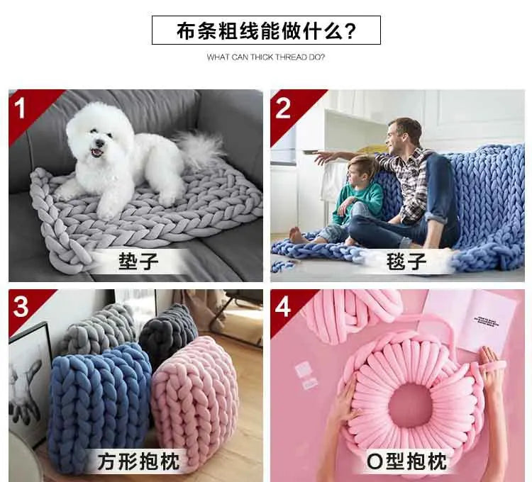 1KG Thick Super Bulky Chunky Yarn for Hand Knitting Crochet Soft Big Cotton DIY Arm Knitting Roving Spinning Yarn for Blanket