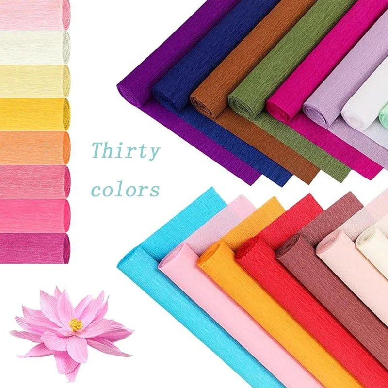 1Pcs 50x250cm Colored Crepe Paper Craft DIY Flowers Decoration Gift Wrapping Paper Craft Roll Origami Handmade Crinkled Paper