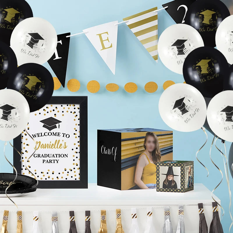 10Pcs We Did it Bachelors Cap Balloon Latex Graduation Decorations Class Of 2023 Graduation Party Congratulation Decor