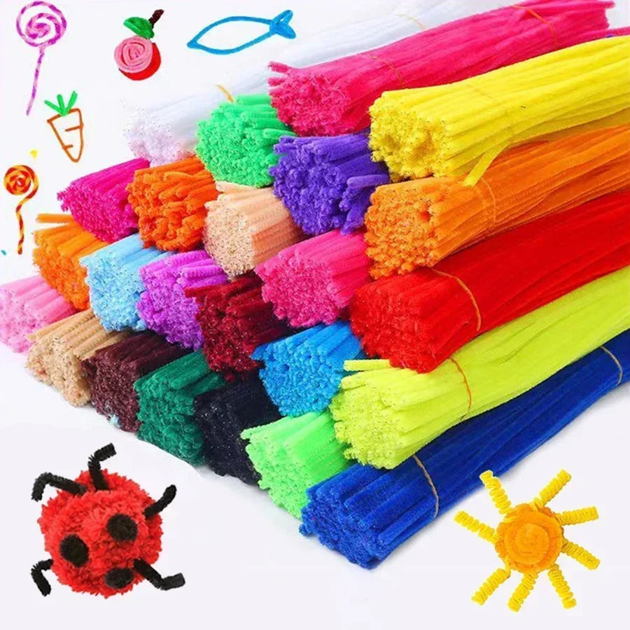 100pcs DIY Chenille Stems Toys Strips Twist Bar anvil Wire craft Pipe Creative hobby Children Plush Stick Chenille Stick