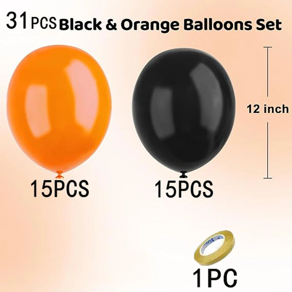 12-inch High-quality Latex Balloon Set, Black, Orange And Purple, Birthday Party Decoration, Halloween And Christmas Decorations