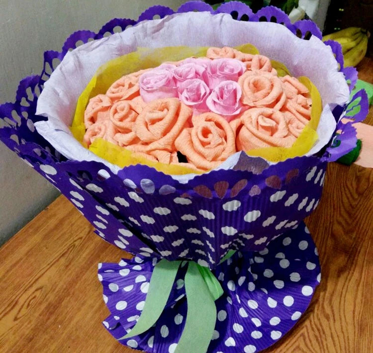 Color Handmade Crepe Paper Diy Paper Flower Material Gift Paper Roll Edge Paper Kindergarten Handmade Flower Origami