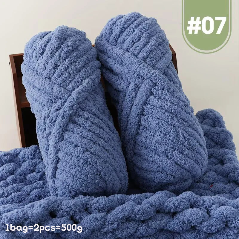 Premium Gradient Cat Tail Yarn 2-Pack - Extra Thick Chenille Plush Yarn 500g