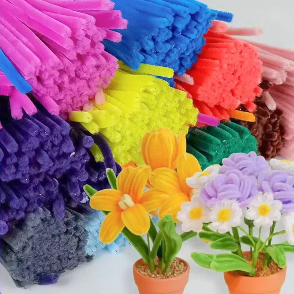 Chenille Wire Pipe Cleaners Creative Wires Cleaners Colorful Stems DIY Plush Stem Wired Twist Stick Hair Strip Kid Handmade