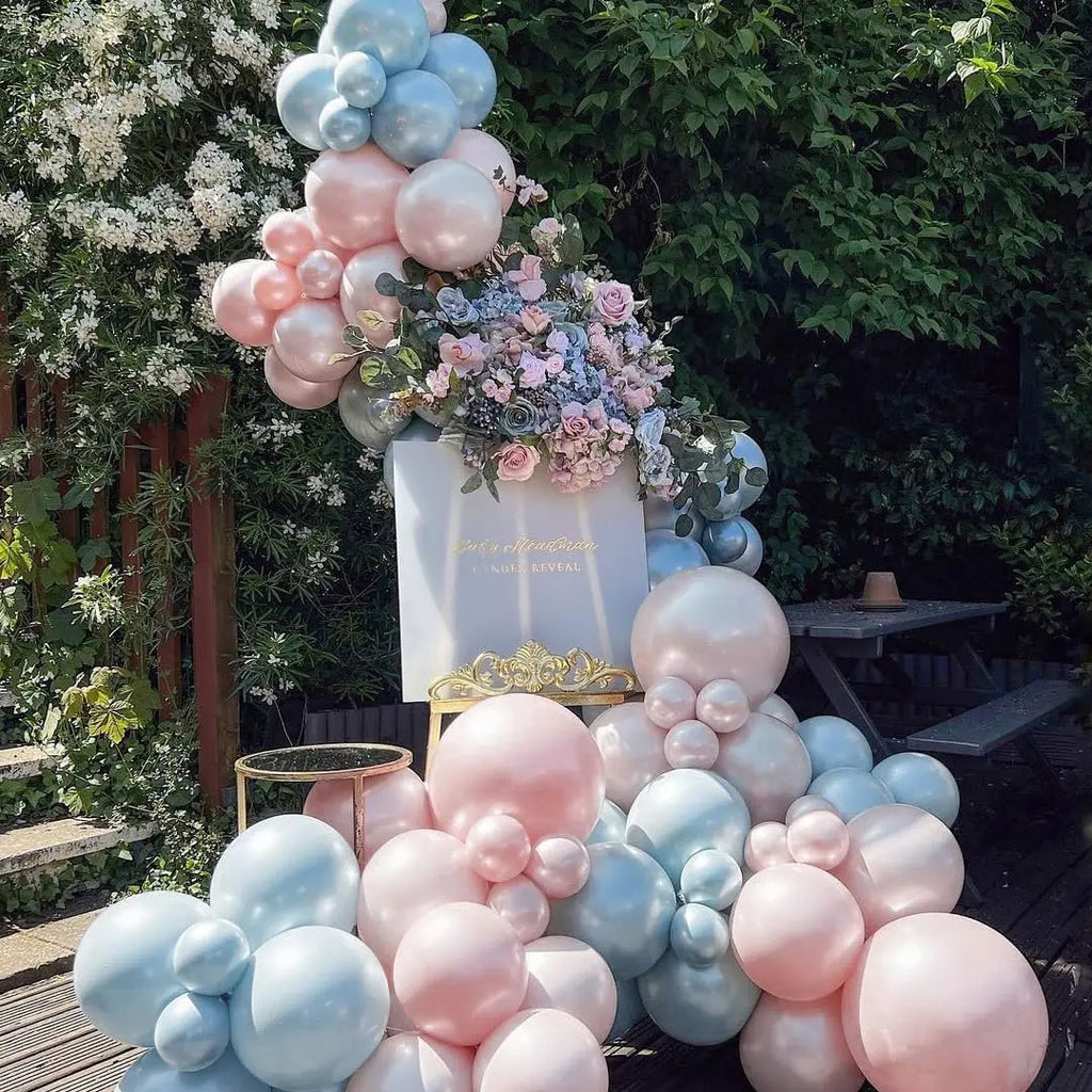 Pearl Blue Balloons Double Stuffed Baby Blue Balloons Garland Arch Kit for Birthday Baby Bridal Shower Wedding Party Decorations