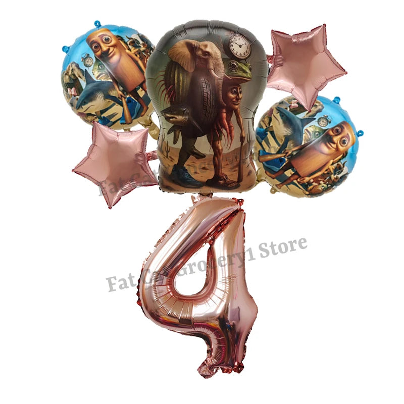 Italian Brainrot Birthday Balloons New Tralalero Tralala Digit 1-10 Ballons Gender Reveal Baby Shower Party Decoration Kids Gift