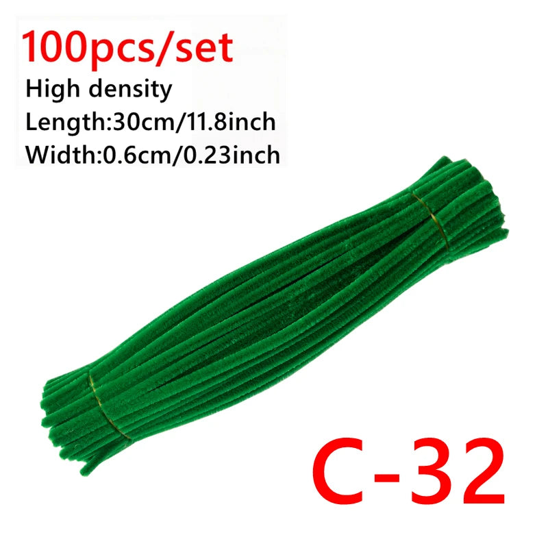 100 Pcs Colorful Chenille Stems Pipe Cleaners Plush Tinsel Stem Wired Sticks Twist Stick Hair Strip DIY Craft Educational Toys