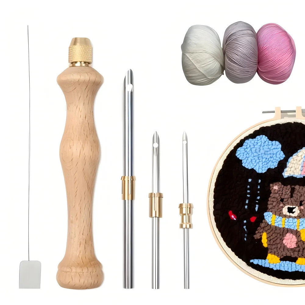New Punch Needle Tool Kit DIY Embroidery Stitching Punch Needle & Needle Threader Embroidery Poking Cross StitchTools Knitting