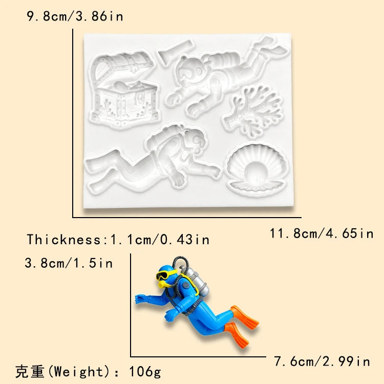 Ocean Adventure Series Silicone Molds Sharks, Turtles, Treasure Chests Fondant Candy Chocolate Mould Cake Decorating Tools