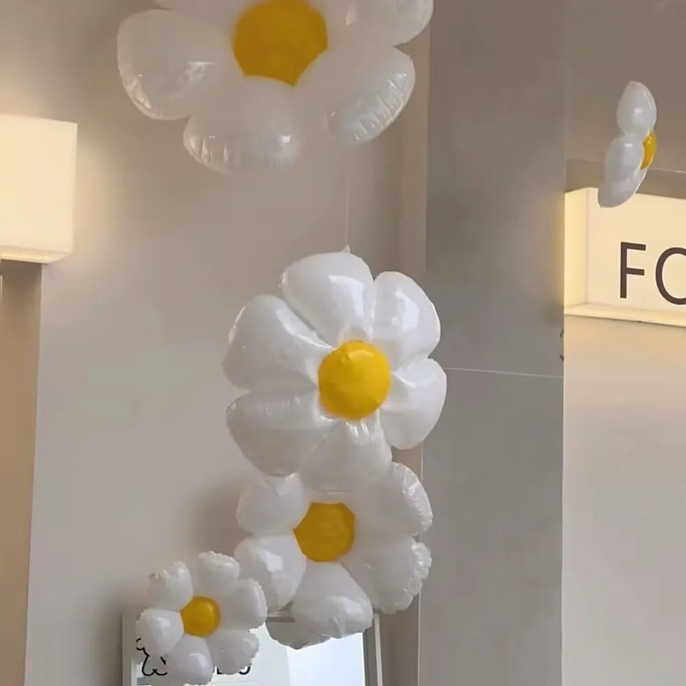 11pcs Daisy Balloons,Huge White Flower Daisy Balloons for Baby Shower Wedding Groovy Boho Daisy Birthday Party Decorations