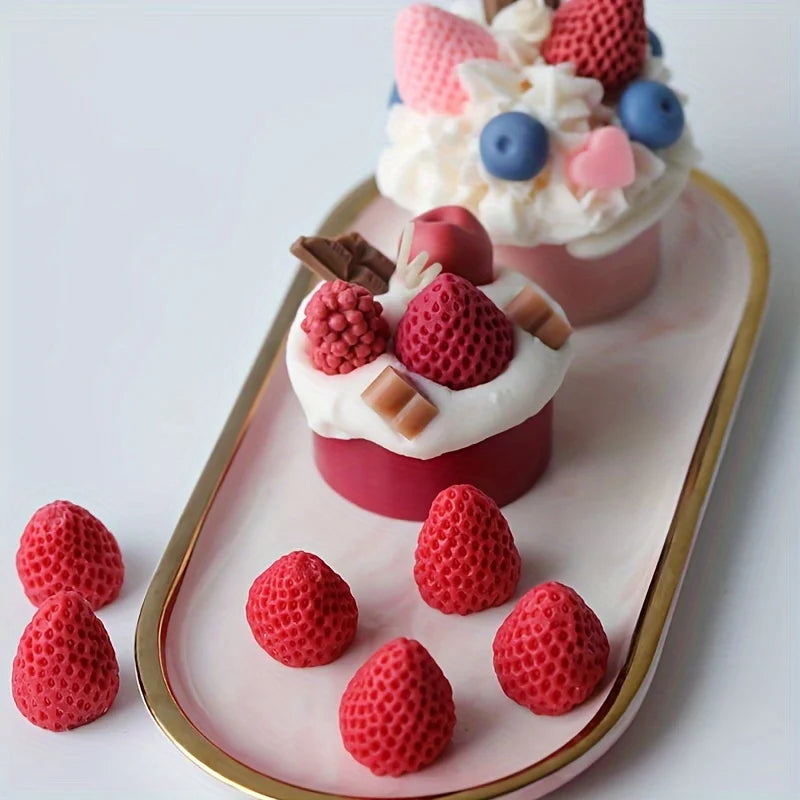1One Strawberry-Shaped Silicone Mold-3DAromatherapy Candle Wax Mold，DIYBerry Shaped Candle and Soap，Durable、Flexible、Materials T