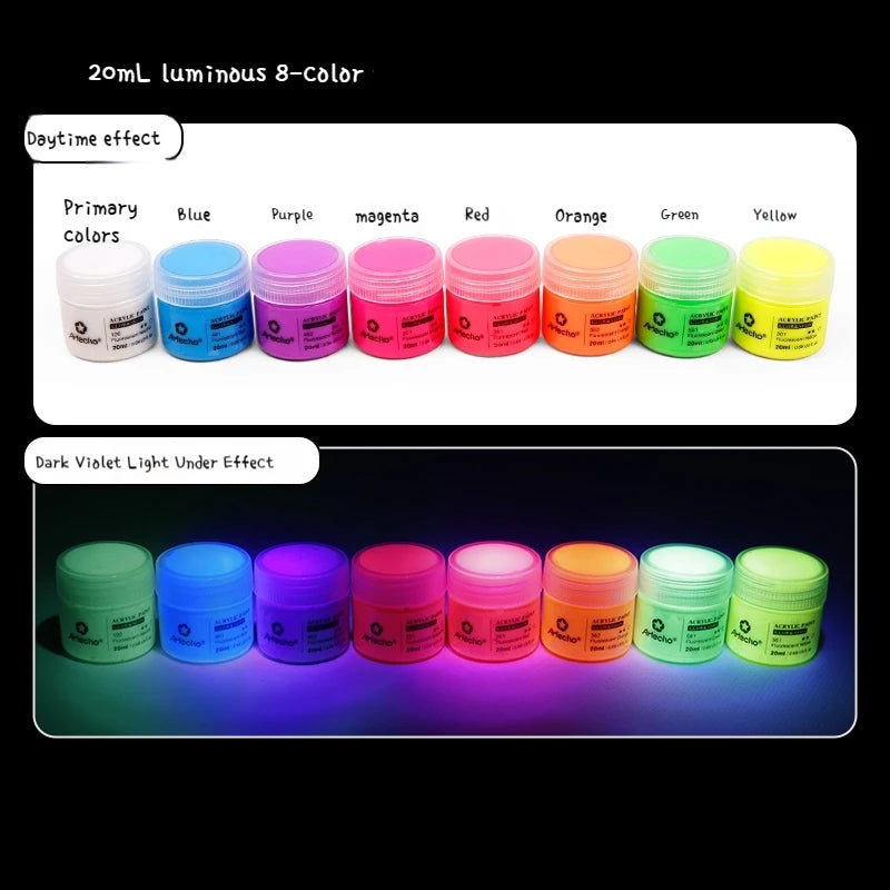 Acrylic Glow In The Dark Paint Diy Painting Luminous Pigments Waterproof Makeup Nails Clothes Shoes Liquid Fluorescent Paints