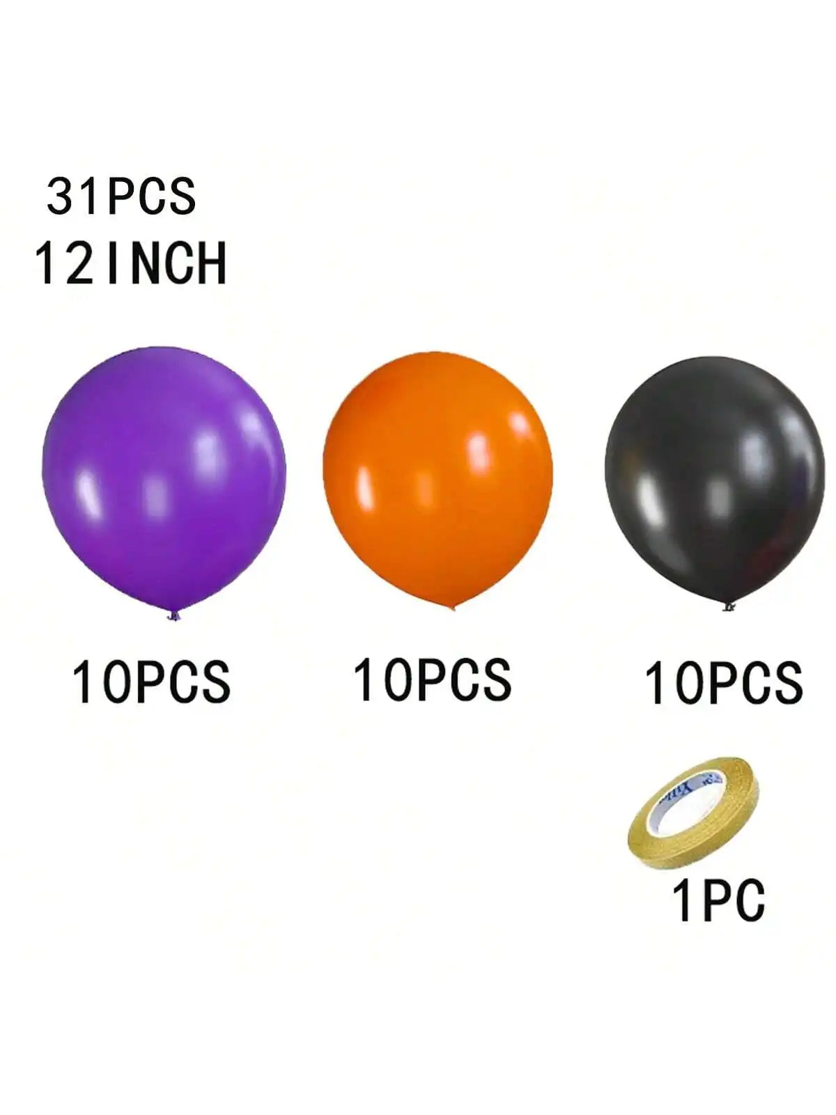 12-inch High-quality Latex Balloon Set, Black, Orange And Purple, Birthday Party Decoration, Halloween And Christmas Decorations