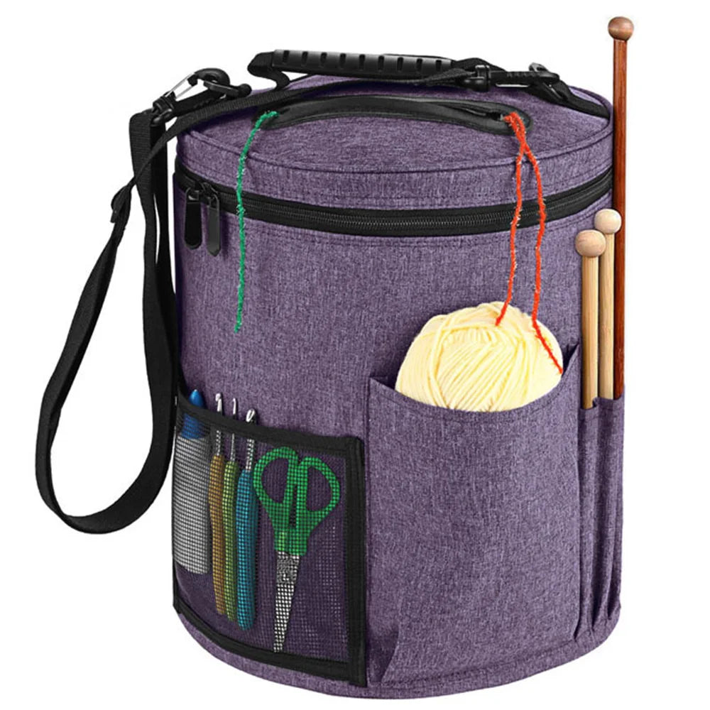 Large Capacity Crochet Bag Portable Yarn Organizer Knitting Tote Storage Bag with Shoulder Strap for Yarn, Hooks, Needles