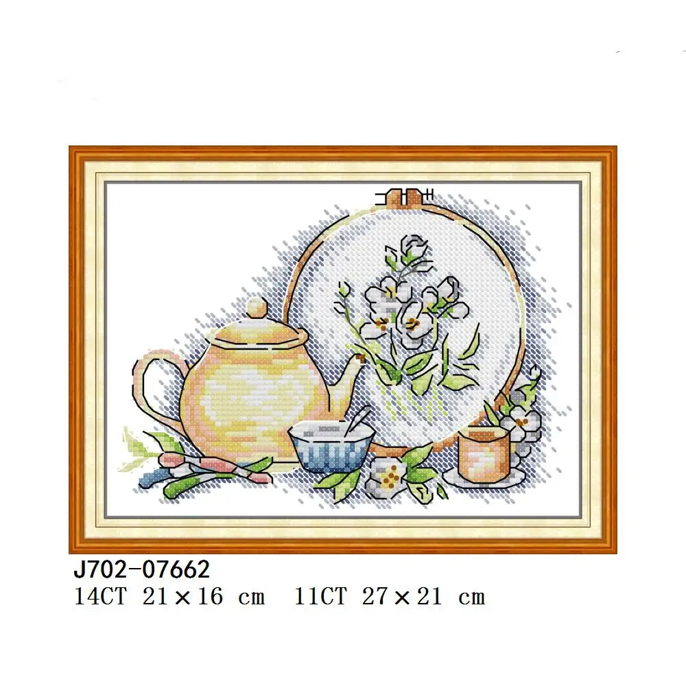Joy Sunday Cross Stitch, Afternoon Tea, Spring, Summer, Autumn, Winter, J611, J612, J702, J703, J704, J705, Flowers Cross Stitch