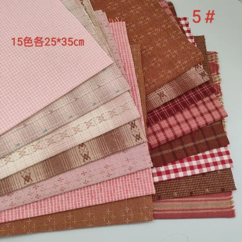 Japanese Yarn-Dyed Sewing Fabric Craft Patchwork Quilting Material Accessories Applique Handmade Sewing Doll Cloth Bundle