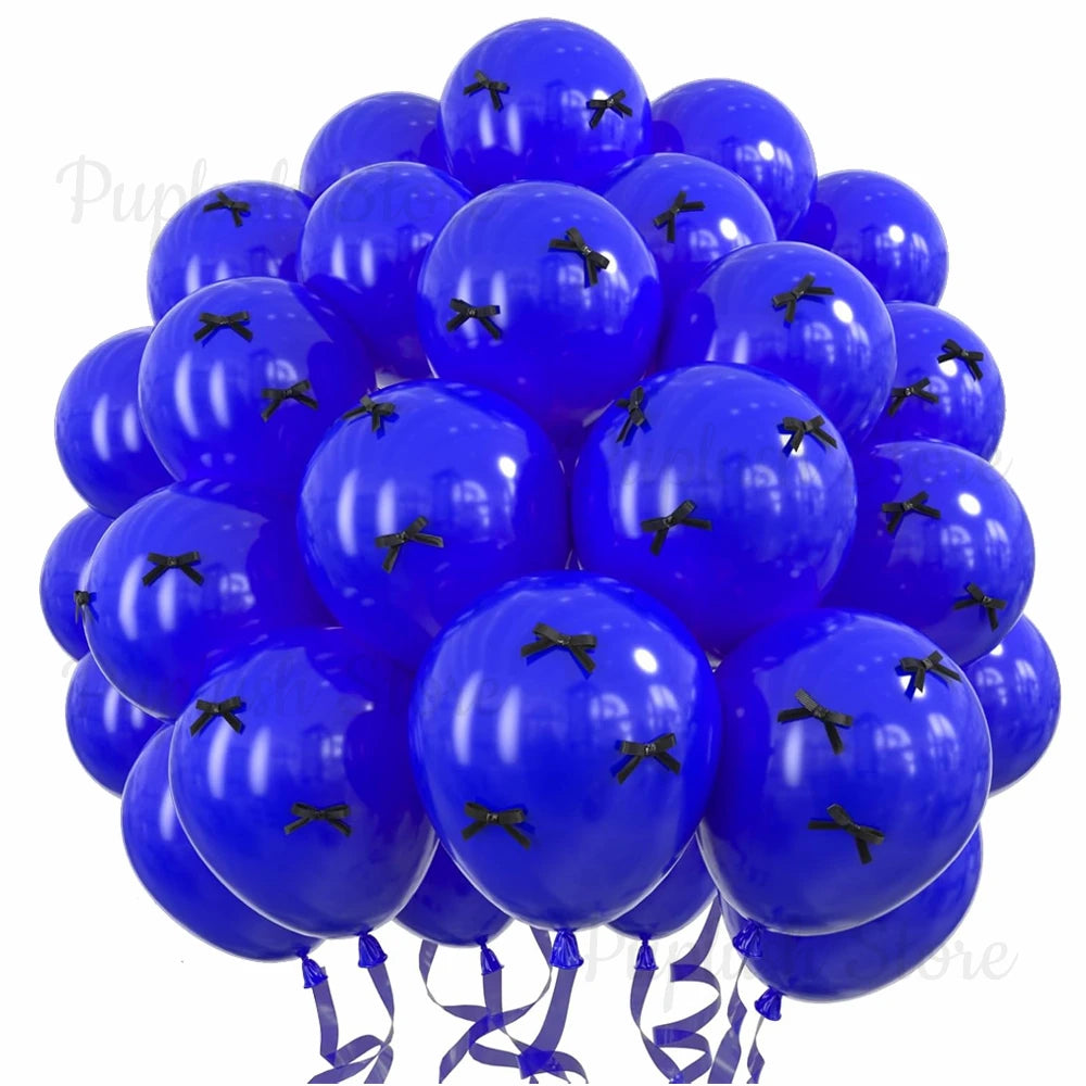 30Pcs Latex Balloons with Black Bow Coquette Bow Themed DIY Balloons Set for Boho Wedding Baby Shower Girls Birthday Party Decor
