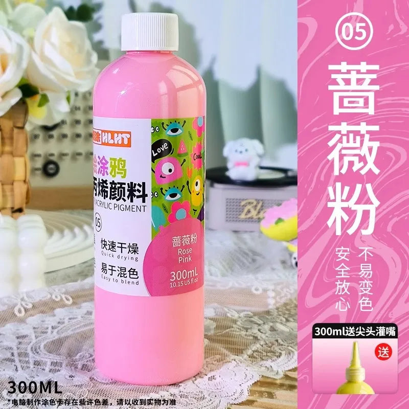 300ml/500ml Acrylic Pigment Macaron Color Long-lasting Color Not Easy To Fade for Stone Canvas Glass Wood Painting Graffiti