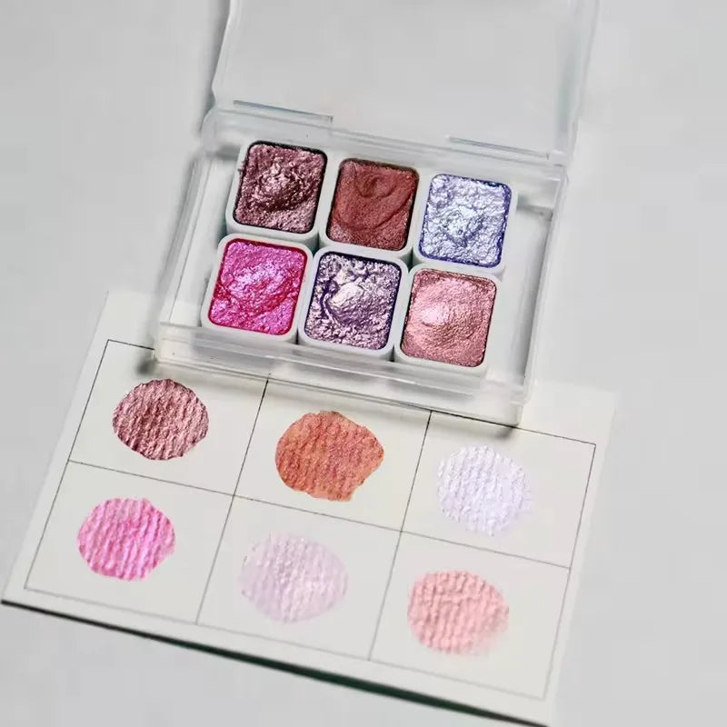 6-Color Iridescent Watercolor Paint Set for Artists and Painting Enthusiasts, Perfect for Professional Artistic Purposes