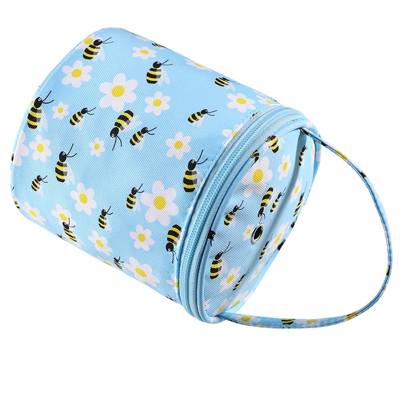 Round Yarn Handheld Storage Bag Portable Knitting Bag with Thread Hole DIY Yarn Sewing Tools Organize Crochet Hook Storage Bag
