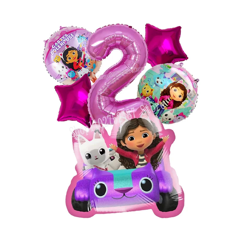 Gabby Dollhouses Birthday Balloons Girls New Anime Digit 1-10 Party Decoration Baby Shower Gender Reveal Ballons Kids Toys Gift