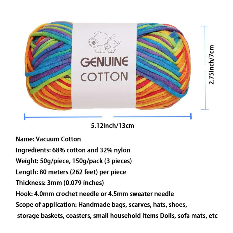 150g Genuine Cotton Hollow Cotton Core Milk Cotton Yarn Crochet Hook Shoe Scarf Bag Hat Handmade DIY Knitting Blanket Material Kit Yarn 1 Piece = 3 Pieces = 150 Grams