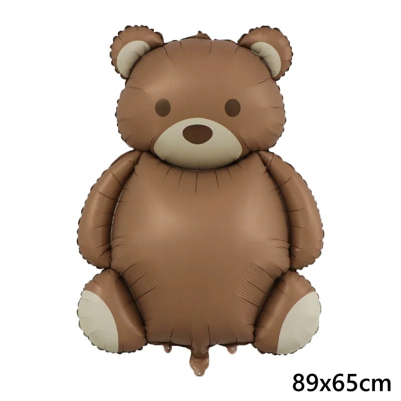 Cute Brown Bear Balloons Kids Birthday Cartoon Car Plane Rainbow Helium Globos Foil Number Balloon Baby Shower Party Decoration