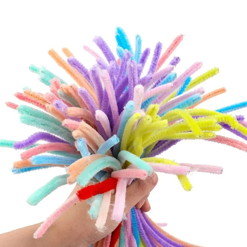 100/200/300PCS Colorful Chenille Stems DIY Wired Twist Stick Hair Strip Kids Handmade Educational Toys