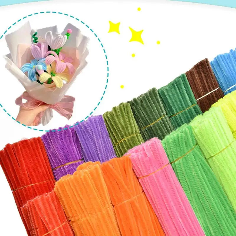 100pcs Chenille Stems Toys DIY Strips Twist Bar Anvil Wire Craft Pipe Creative Hobby Children Plush Stick Chenille Sticks ﻿
