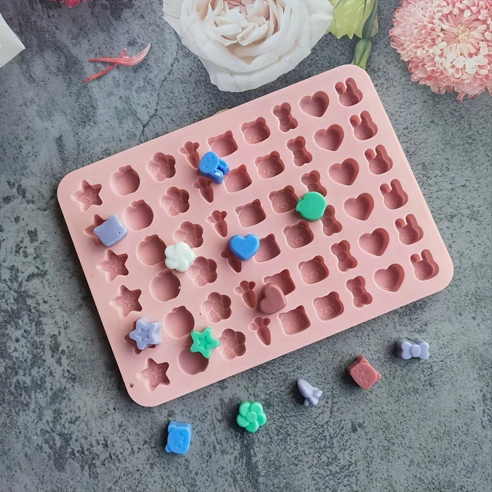 Gummy Bear Molds,Candy Molds,Fondant Chocolate Candy Silicone Mold,With 1 Droppers, Including Rabbit ,Carrot,Stick,Heart