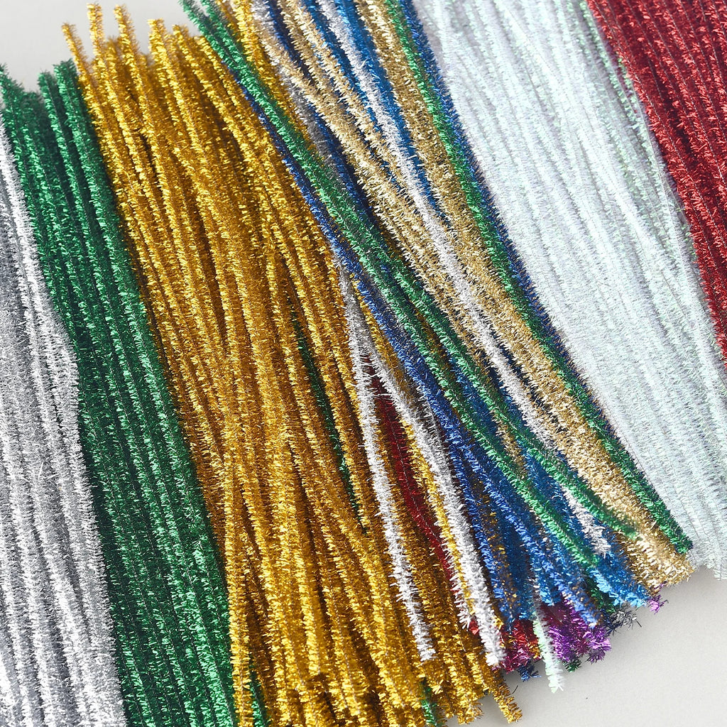 100pcs Chenille Stems Toys DIY Strips Twist Bar Anvil Wire Craft Pipe Creative Hobby Children Plush Stick Chenille Sticks