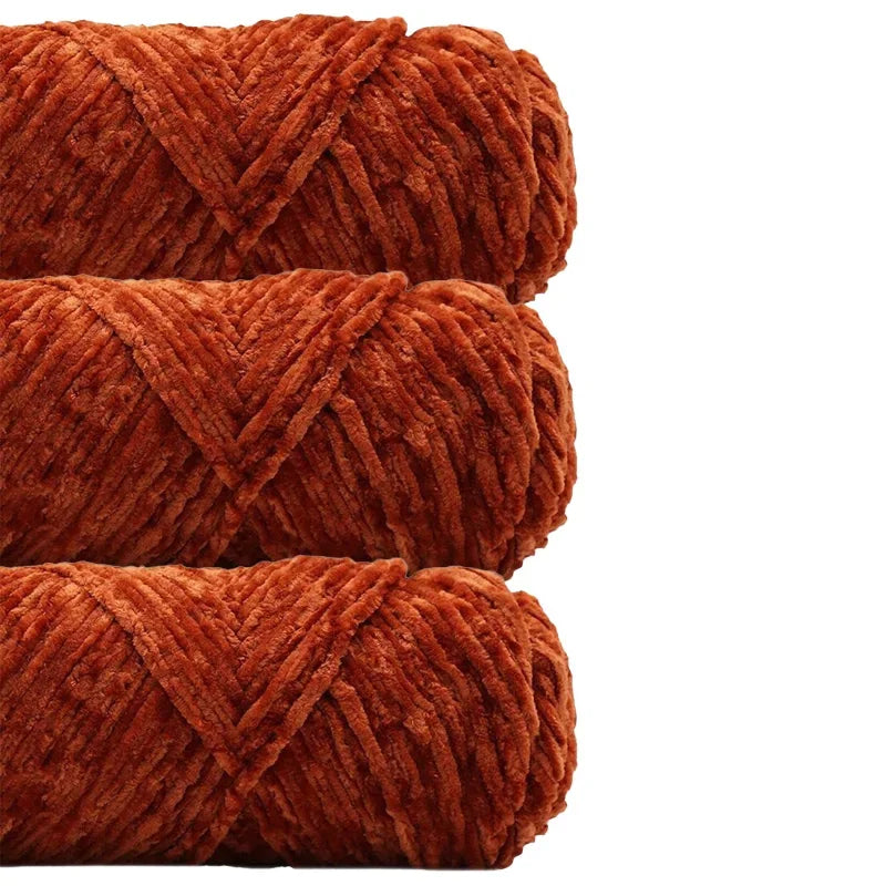 3 Pack Edelweiss DIY Material Pleuche Chenille Yarn Gold Luster Velvet Knitting Woven for Pendant / Sweater 300g 540m