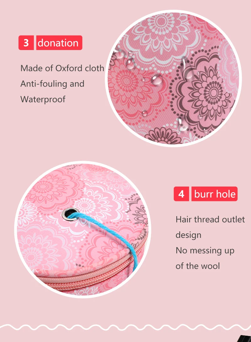 Portable Round Yarn Storage Bags Knitting Wool Yarn Bags Organizer Waterproof Crochet Hooks Bag for Sewing Accessories Tools