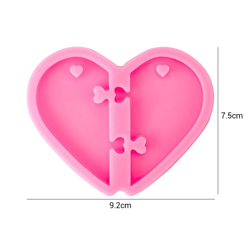 Dog Paw Print Resin Molds Heart Shape Keychain Casting Silicone Molds for Key Chain Pendant Making Epoxy Resin Craft Jewelry DIY