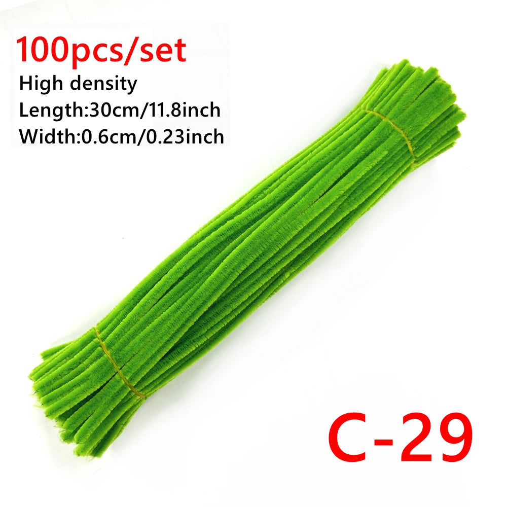 100 Pcs Colorful Chenille Stems Pipe Cleaners Plush Tinsel Stem Wired Sticks Twist Stick Hair Strip DIY Craft Educational Toys