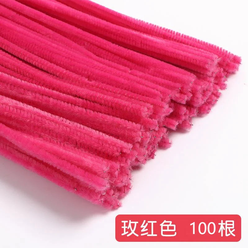 100pcs 30cm Chenille Stems Stick Cleaners Kids Educational Toys Handmade Colorful Chenille Stems Pipe for DIY Craft Supplies