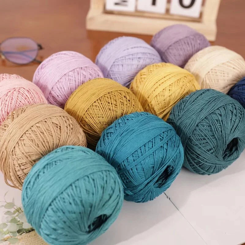 6-Strand Cotton Linen Lace Yarn Handmade Crochet Thread Medium Fine Hooking DIY Material Kit Children's Sweater Crochet Needl...