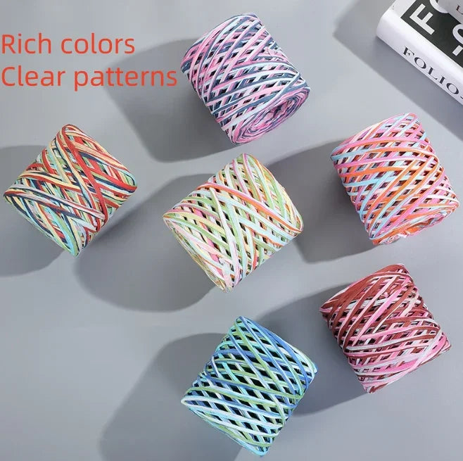 2024 200M Natural Raffia Straw Yarn For Knitting Crocheting Paper Threads DIY Handmade Summer Sunhat Beach Bag Freeshipping