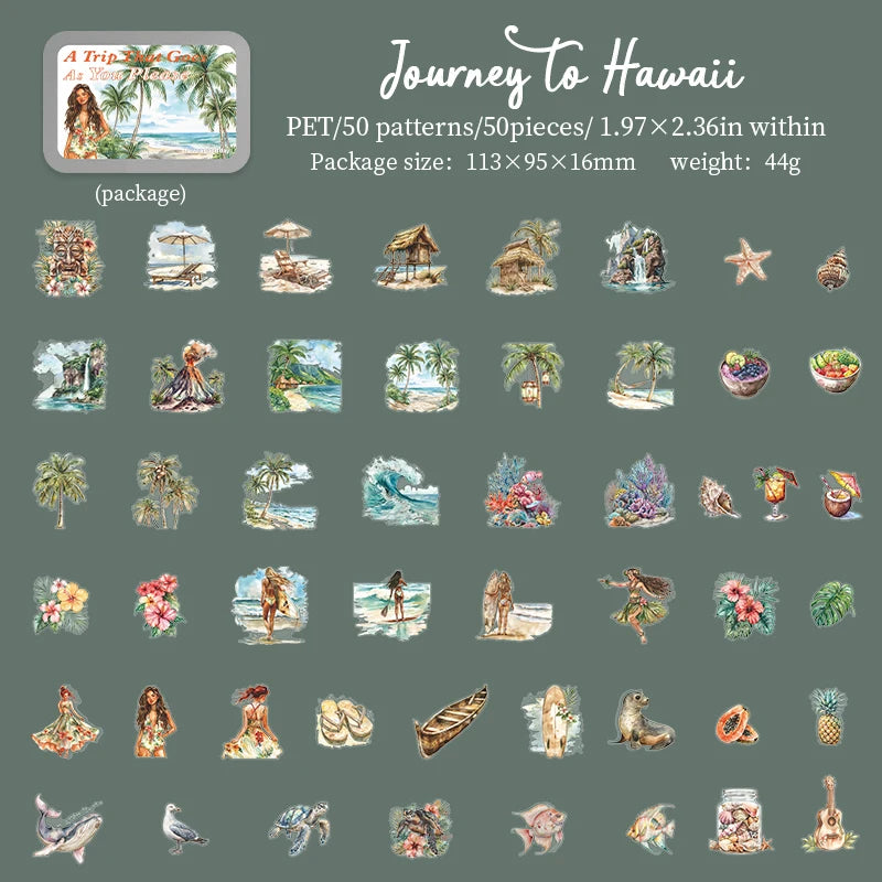 50pcs，Travel Scenery Themed Stickers Pack, Scrapbook Stickers，Perfect for Notebook Phone Case Diary Deco，Stationery  Supplies