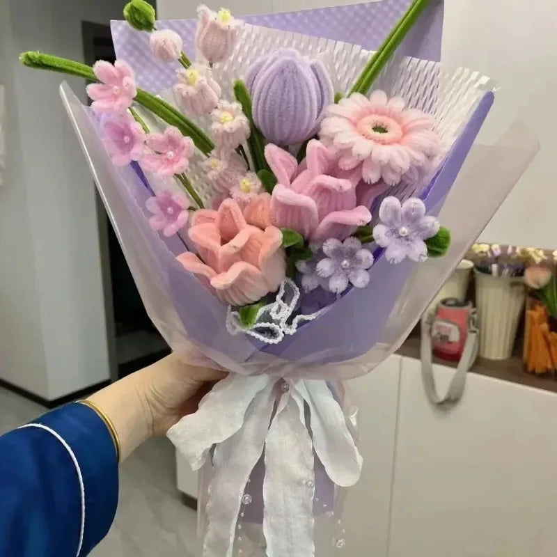 100Pcs Chenille Stems Toys DIY Strips Twist Bar Creative Leisure Hobby Diy Plush Stem Twisted Stick Handmade Material