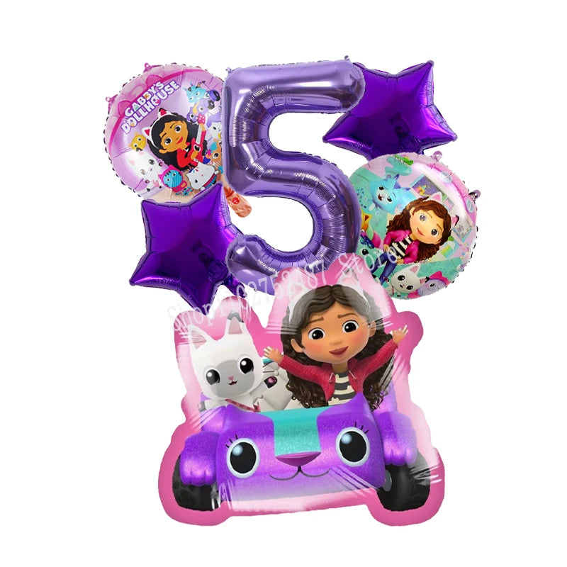 Gabby Dollhouses Birthday Balloons Girls New Anime Digit 1-10 Party Decoration Baby Shower Gender Reveal Ballons Kids Toys Gift