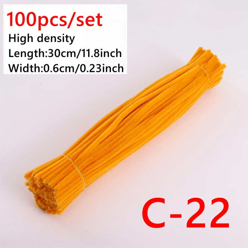 100 Pcs Colorful Chenille Stems Pipe Cleaners Plush Tinsel Stem Wired Sticks Twist Stick Hair Strip DIY Craft Educational Toys