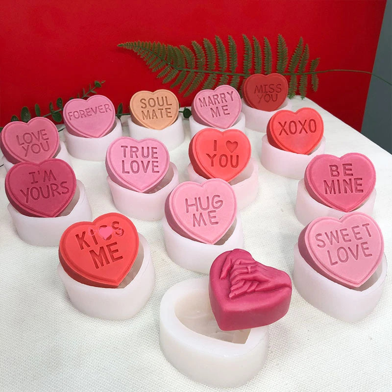 7 Styles 3D Letter Heart-shaped Silicone Candle Mold DIY Love Soap Aromatherapy Gypsum Resin Mould Valentine's Day Gift Arts