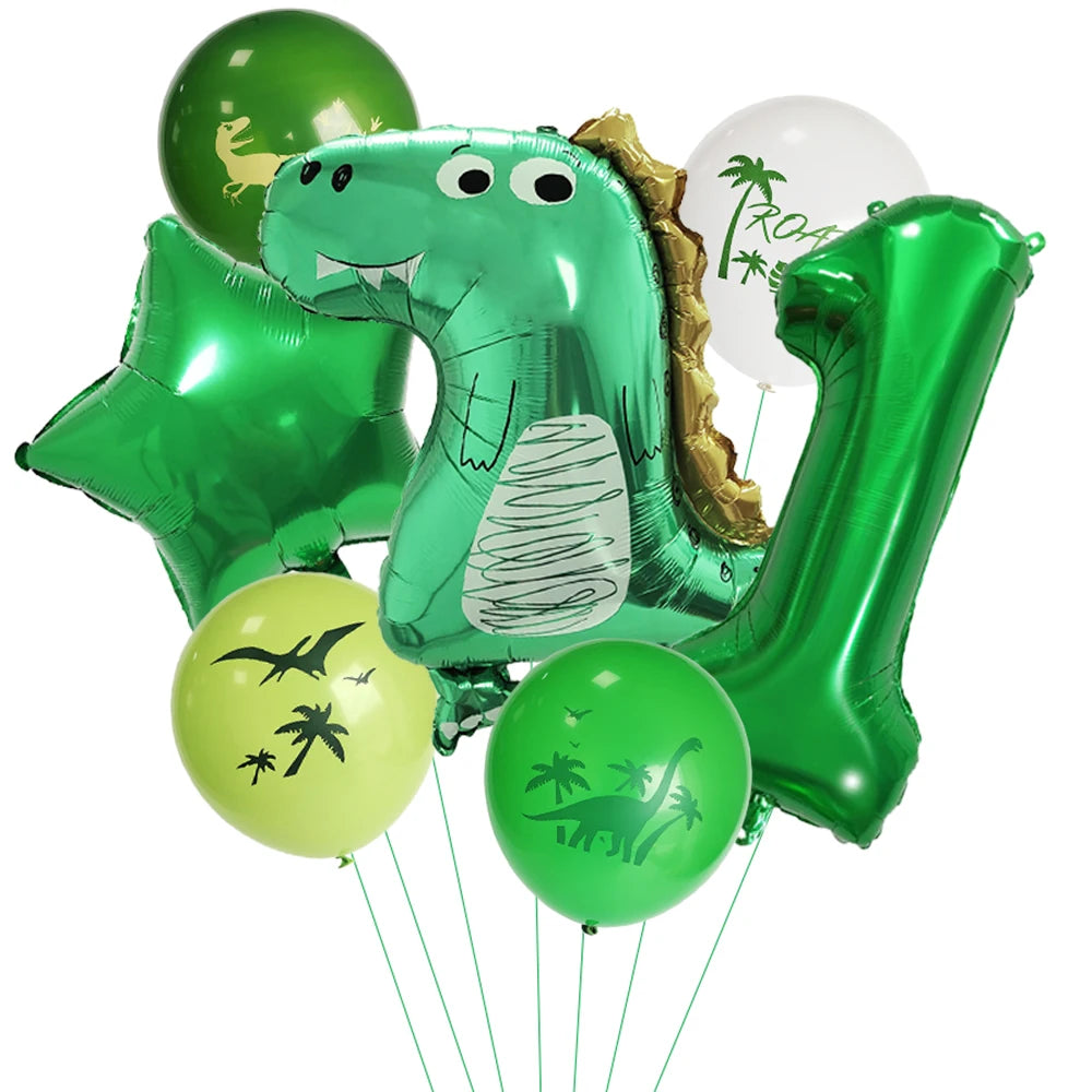 Dinosaur Party Number Balloons First Birthday Party Decoration Animal Jungle Safari Birthday Party Decora Boy Kids Baby Shower