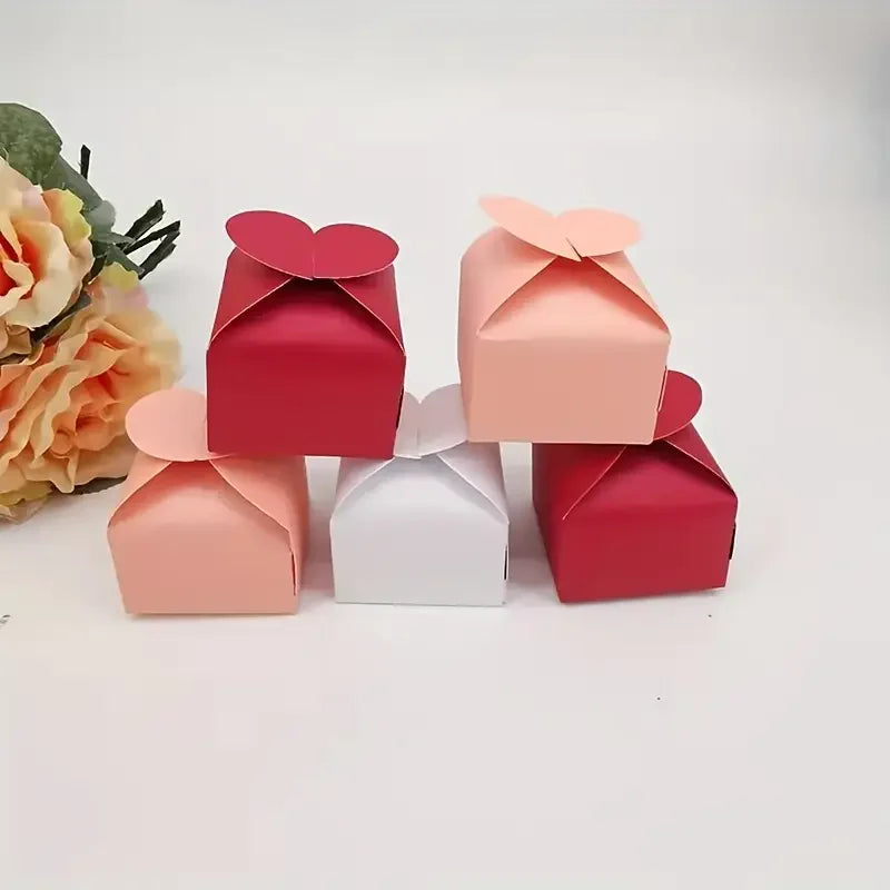 10/30/50Pcs Colorful Heart-shaped Candy Gift Box Wedding Favor Chocolate Packaging Box Birthday Valentine's Day Party Supplies